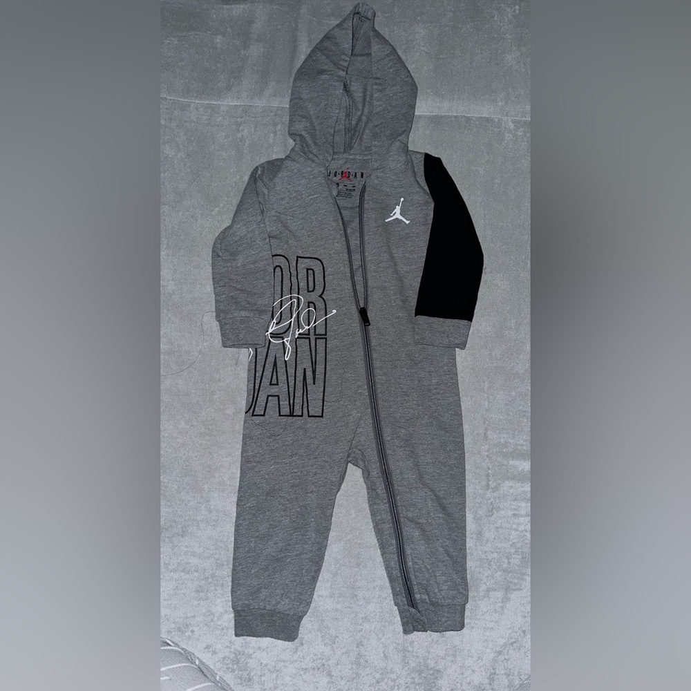Nike Jordan Hooded Coverall Onesie Grey Size 18M